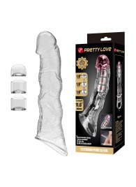 Прозрачный фаллоудлинитель с 3 вставками - 28 см. - Baile - в Ангарске купить с доставкой
