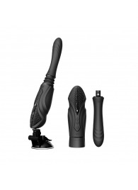 Черная секс-машина с функцией нагрева, насадками и присоской Sesh - Zalo - купить с доставкой в Ангарске