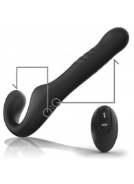 Черный безремневой страпон с вибрацией и возвратно-поступательными движениями - 24 см. - Ibiza - купить с доставкой в Ангарске