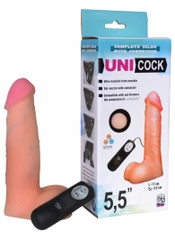 Фаллическая насадка Харнесс UNICOCK 5,5  с вибрацией - 17 см. - LOVETOY (А-Полимер) - купить с доставкой в Ангарске