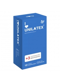 Классические презервативы Unilatex Natural Plain - 12 шт. + 3 шт. в подарок - Unilatex - купить с доставкой в Ангарске