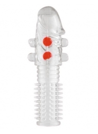 Гелевая прозрачная насадка с шариками и шипами - 14 см. - Toyfa Basic - в Ангарске купить с доставкой