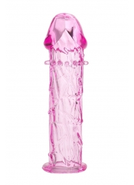 Гладкая розовая насадка с усиками под головкой - 12,5 см. - Toyfa Basic - в Ангарске купить с доставкой