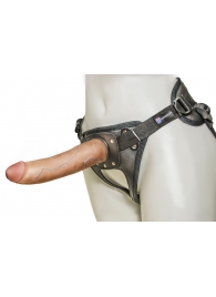 Насадка-фаллоимитатор на кожаных трусиках Harness Ultra Realistic 7  - 18 см. - LOVETOY (А-Полимер) - купить с доставкой в Ангарске