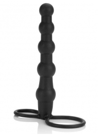 Насадка на пенис для двойного проникновения Silicone Beaded Double Rider - 14 см. - California Exotic Novelties - в Ангарске купить с доставкой