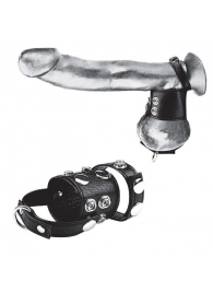 Утяжка на пенис и мошонку Cock Ring With 1.5  Ball Stretcher And Optional Weight Ring - BlueLine - купить с доставкой в Ангарске