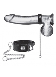 Утяжка на пенис с поводком Snap Cock Ring With 12  Leash - BlueLine - купить с доставкой в Ангарске