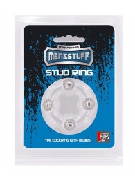 Эрекционное кольцо с 4 бусинами MENZSTUFF STUD RING CLEAR - Dream Toys - в Ангарске купить с доставкой