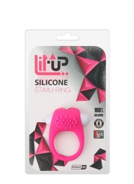 Розовое эрекционное кольцо с щеточкой LIT-UP SILICONE STIMU RING 5 - Dream Toys - в Ангарске купить с доставкой