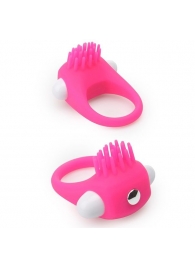 Розовое эрекционное кольцо с щеточкой LIT-UP SILICONE STIMU RING 5 - Dream Toys - в Ангарске купить с доставкой