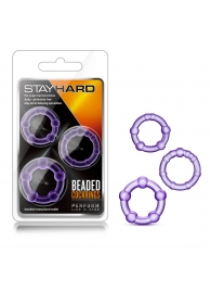 Набор из 3 фиолетовых эрекционных колец Stay Hard Beaded Cockrings - Blush Novelties - в Ангарске купить с доставкой