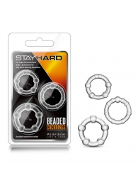 Набор из 3 прозрачных эрекционных колец Stay Hard Beaded Cockrings - Blush Novelties - в Ангарске купить с доставкой