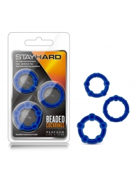 Набор из 3 синих эрекционных колец Stay Hard Beaded Cockrings - Blush Novelties - в Ангарске купить с доставкой