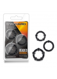 Набор из 3 чёрных эрекционных колец Stay Hard Beaded Cockrings - Blush Novelties - в Ангарске купить с доставкой