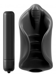 Чёрный мастурбатор Vibrating Silicone Stimulator с вибрацией - Pipedream - в Ангарске купить с доставкой