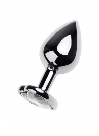 Серебристая анальная пробка с прозрачным кристаллом-сердцем - 8 см. - ToyFa - купить с доставкой в Ангарске