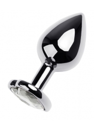 Серебристая анальная пробка с прозрачным кристаллом-сердцем - 8 см. - ToyFa - купить с доставкой в Ангарске