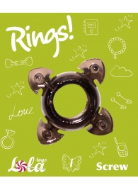 Чёрное эрекционное кольцо Rings Screw - Lola Games - в Ангарске купить с доставкой