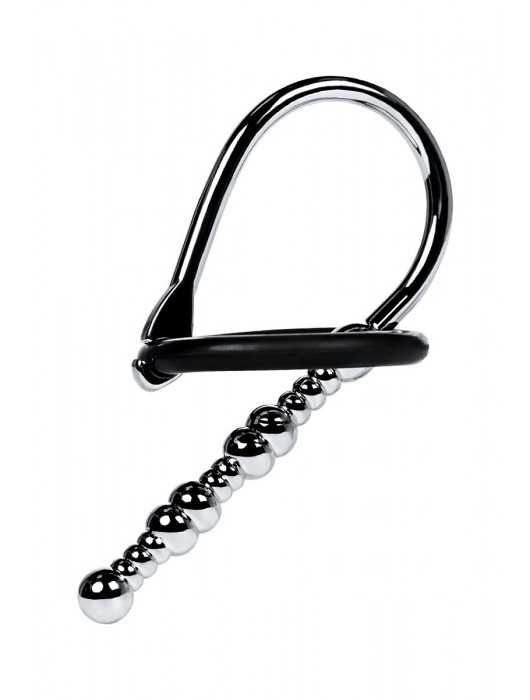 Серебристый уретральный плаг-бусины TOYFA Metal с мягким фиксириющим кольцом - ToyFa - купить с доставкой в Ангарске