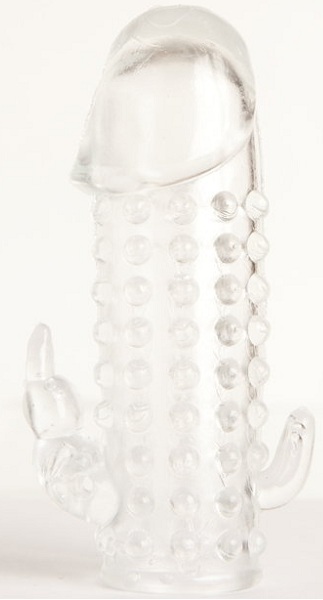 Гелевая прозрачная насадка с 2 отростками - 13 см. - Toyfa Basic - в Ангарске купить с доставкой