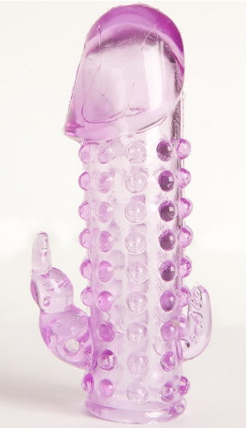 Закрытая фиолетовая насадка с 2 отростками - 13 см. - Toyfa Basic - в Ангарске купить с доставкой