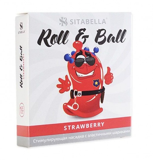 Стимулирующий презерватив-насадка Roll   Ball Strawberry - Sitabella - купить с доставкой в Ангарске