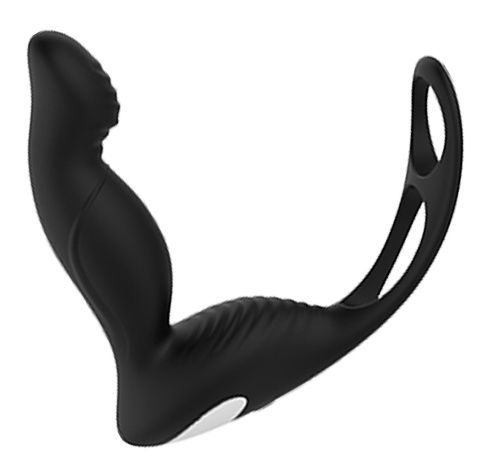 Черный вибромассажер простаты P-PLEASER W ERECTION ENHANCE - Dream Toys - в Ангарске купить с доставкой