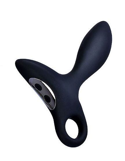 Черный силиконовый анальный вибромассажер Erokey с колечком-ограничителем - Erokay - в Ангарске купить с доставкой