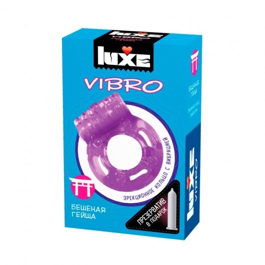 Фиолетовое эрекционное виброкольцо Luxe VIBRO  Бешеная гейша  + презерватив - Luxe - в Ангарске купить с доставкой