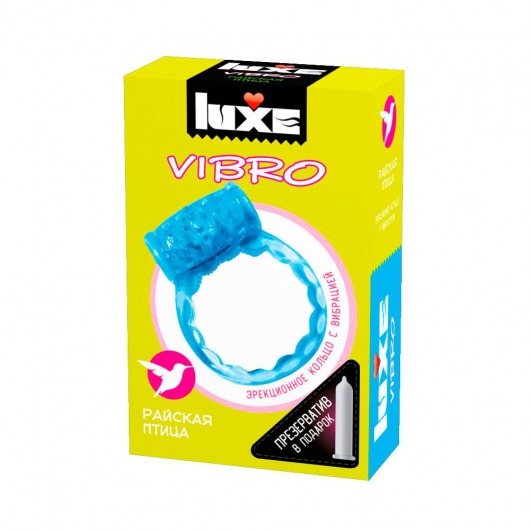 Голубое эрекционное виброкольцо Luxe VIBRO  Райская птица  + презерватив - Luxe - в Ангарске купить с доставкой