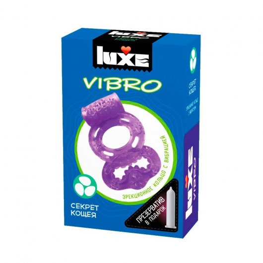 Фиолетовое эрекционное виброкольцо Luxe VIBRO  Секрет Кощея  + презерватив - Luxe - в Ангарске купить с доставкой