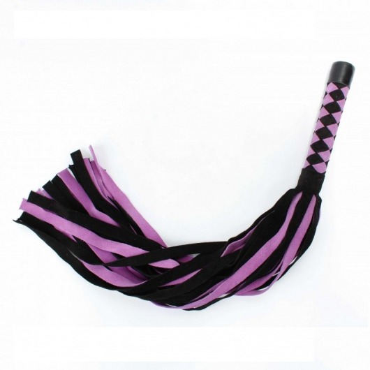 Черно-розовая плеть из замши - 58 см. - БДСМ Арсенал - купить с доставкой в Ангарске