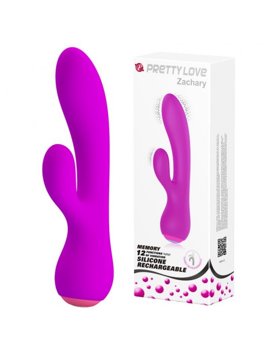 Лиловый вибратор Zachary с клиторальным стимулятором - 17,8 см. - Baile