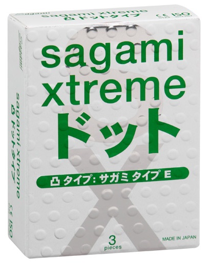 Презервативы Sagami Xtreme SUPER DOTS с точками - 3 шт. - Sagami - купить с доставкой в Ангарске