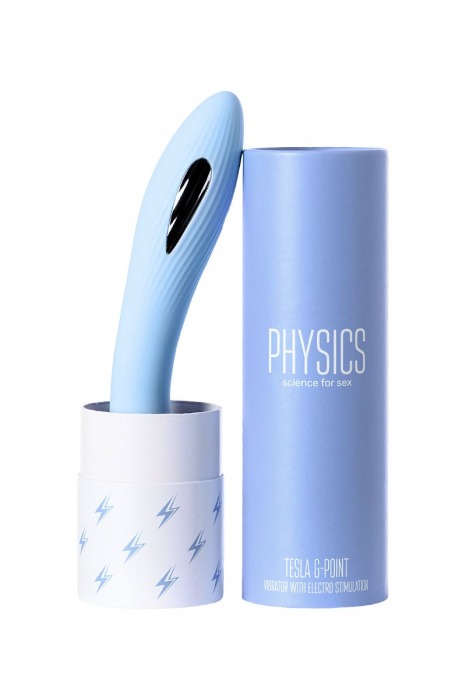 Голубой силиконовый вибратор с электростимуляцией TESLA G-POINT - 21 см. - ToyFa - купить с доставкой в Ангарске