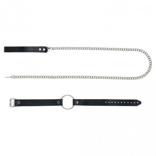 Черный поводок и чокер с кольцом Rada - Rebelts - купить с доставкой в Ангарске