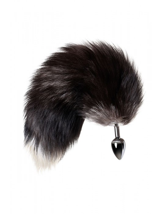 Серебристая металлическая анальная втулка с хвостом чернобурой лисы - размер S - ToyFa - купить с доставкой в Ангарске