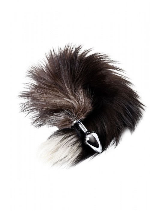 Серебристая металлическая анальная втулка с хвостом чернобурой лисы - размер S - ToyFa - купить с доставкой в Ангарске