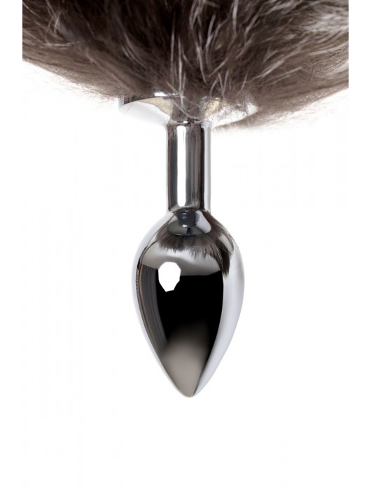 Серебристая металлическая анальная втулка с хвостом чернобурой лисы - размер S - ToyFa - купить с доставкой в Ангарске