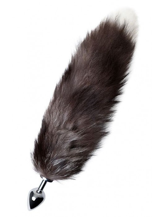 Серебристая металлическая анальная втулка с хвостом чернобурой лисы - размер S - ToyFa - купить с доставкой в Ангарске