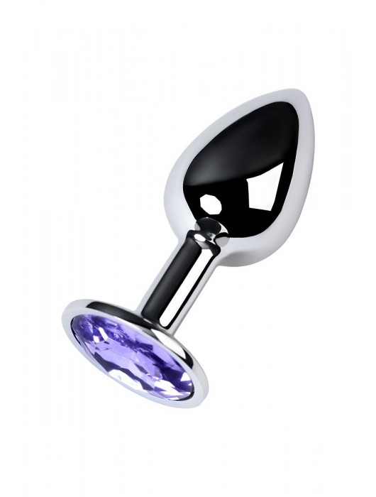 Серебристая конусовидная анальная пробка с фиолетовым кристаллом - 7 см. - ToyFa - купить с доставкой в Ангарске
