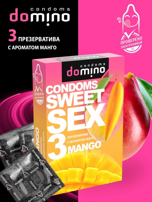 Презервативы для орального секса DOMINO Sweet Sex с ароматом манго - 3 шт. - Domino - купить с доставкой в Ангарске