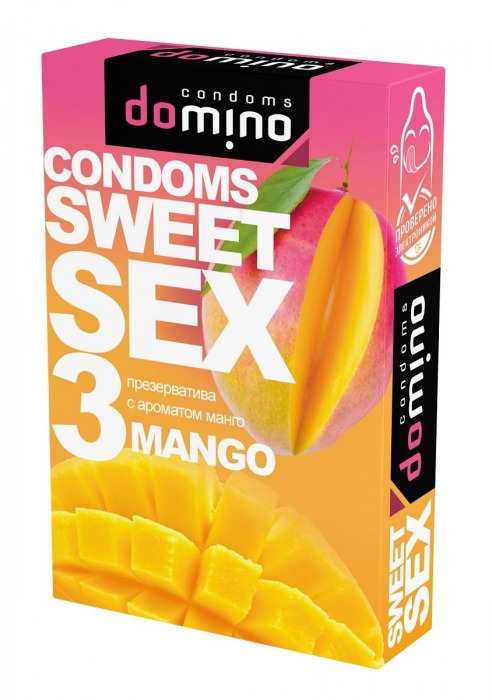 Презервативы для орального секса DOMINO Sweet Sex с ароматом манго - 3 шт. - Domino - купить с доставкой в Ангарске