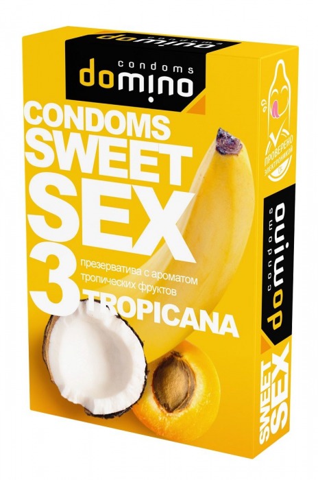 Презервативы для орального секса DOMINO Sweet Sex с ароматом тропических фруктов - 3 шт. - Domino - купить с доставкой в Ангарске