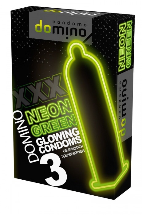 Презервативы DOMINO Neon Green со светящимся в темноте кончиком - 3 шт. - Domino - купить с доставкой в Ангарске