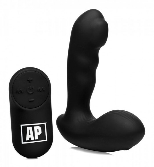 Черный стимулятор простаты Alpha-Pro 7X P-Milker Silicone Prostate Stimulator with Milking Bead - XR Brands - в Ангарске купить с доставкой