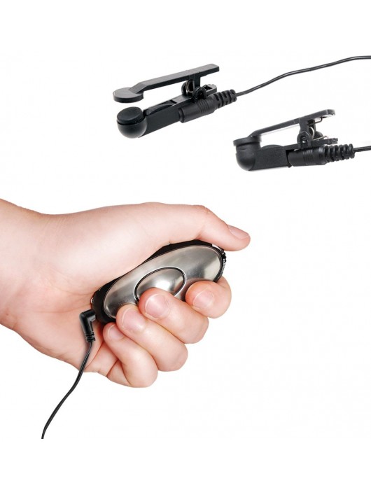 Черные электрические зажимы для сосков Shock Therapy Nipple Clamps - Pipedream - купить с доставкой в Ангарске