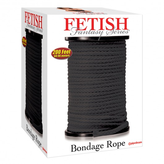 Черная веревка для связывания Bondage Rope - 60,9 м. - Pipedream - купить с доставкой в Ангарске