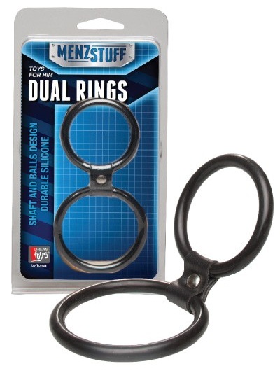 Чёрное двойное эрекционное кольцо Dual Rings Black - Dream Toys - в Ангарске купить с доставкой