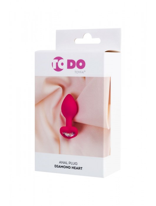 Розовая анальная втулка Diamond Heart с прозрачным кристаллом - 7 см. - ToyFa - купить с доставкой в Ангарске
